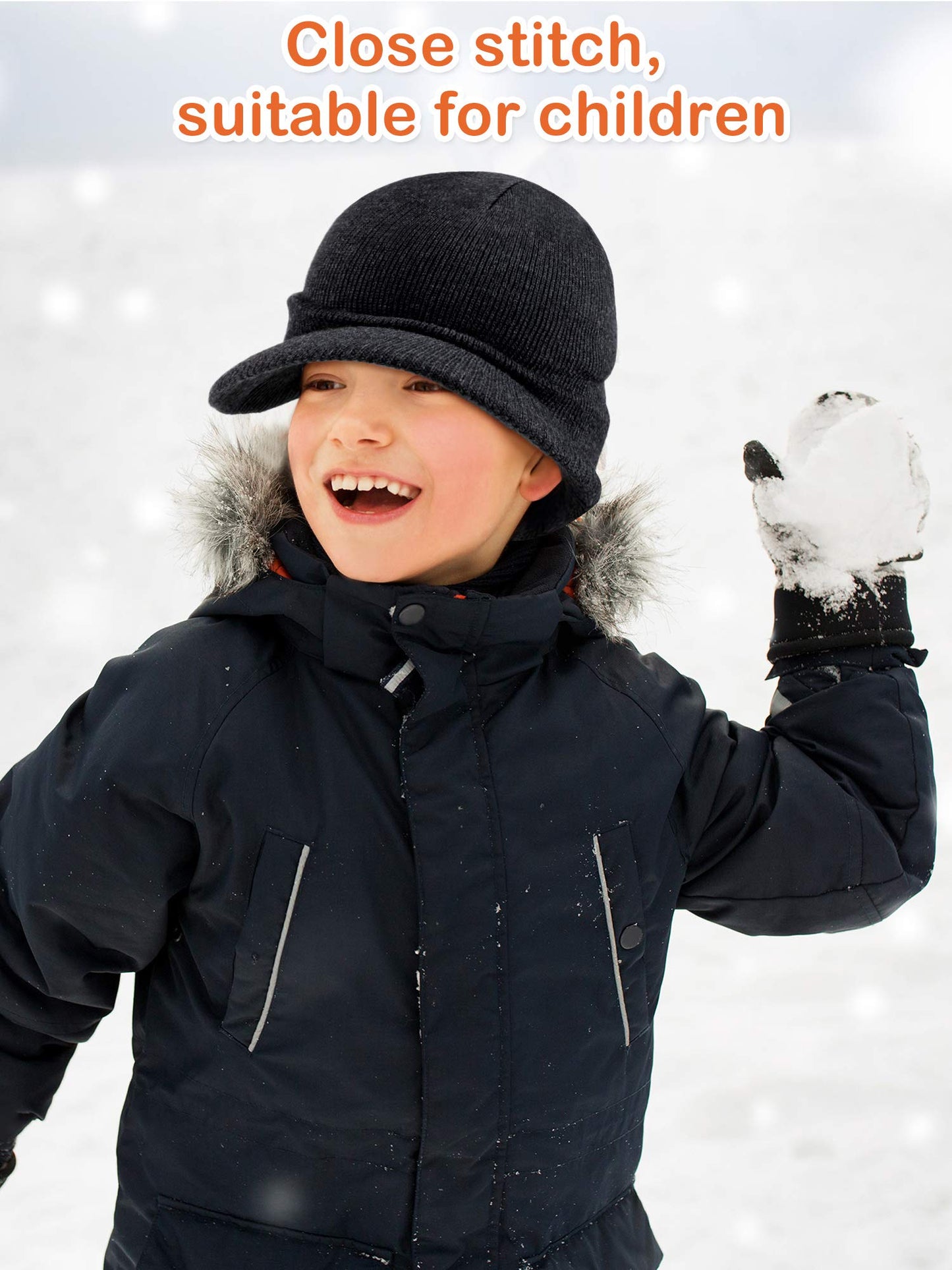 Geyoga 3 Pieces Winter Beanie Hat with Brim Knit Visor Beanie Caps Warm Double Layered Knitted Brim Hat with Visor for Men