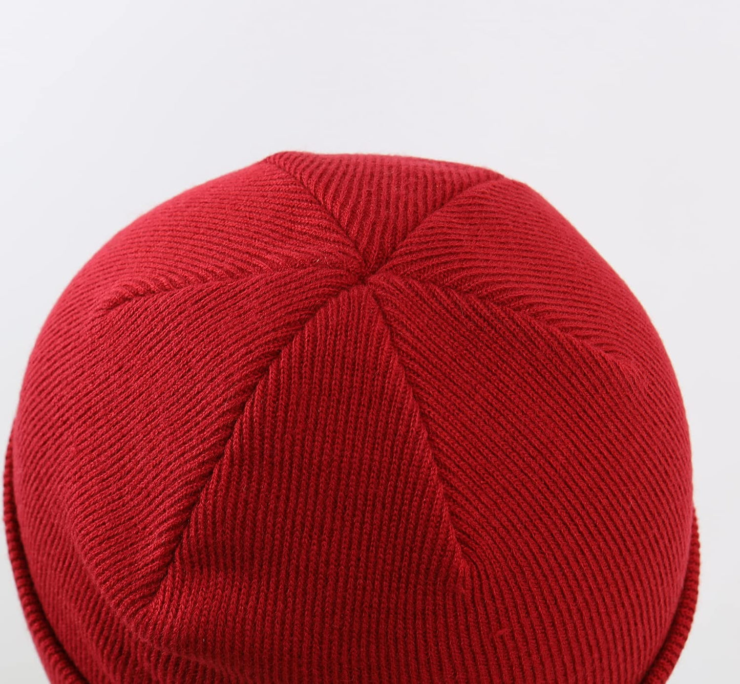 Home Prefer Men's Winter Hats Acrylic Knit Cuff Beanie Cap Unisex Warm Beanie Hat Dark Red