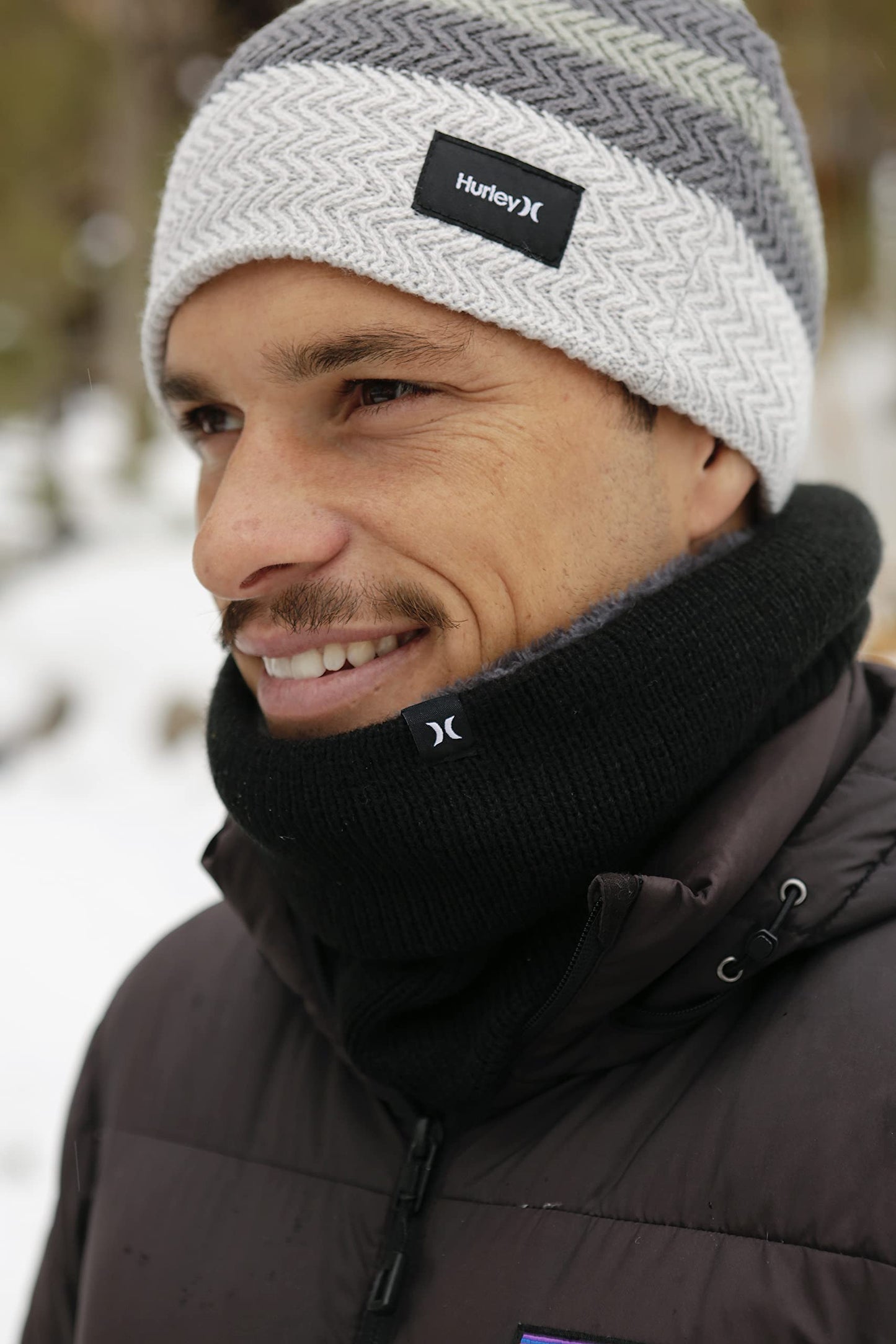 Hurley Men's Winter Hat - Loose Knit Marled Beanie, Black