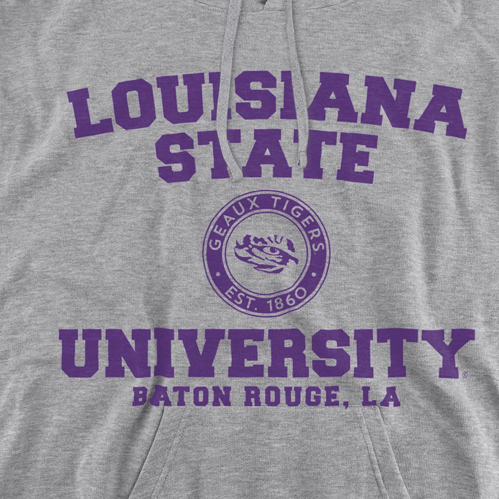 Louisiana State University LSU Official Circle Logo Unisex Adult Pull-Over Hoodie,Athletic Heather, X-Large