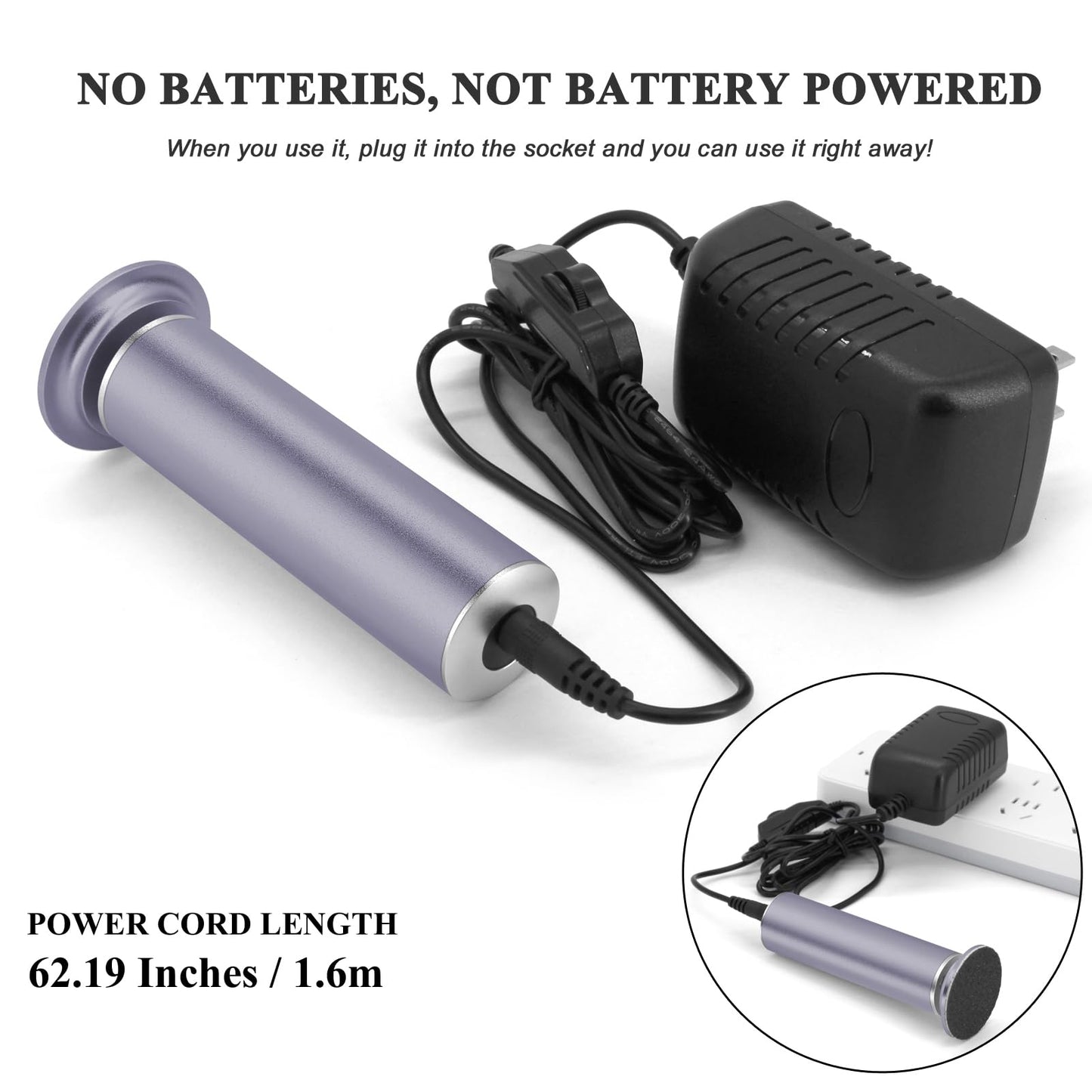 Electric Callus Remover for Feet, Adjustable Various Speed, Powerful Electric Foot File Sander Scrubber Foot Grinder for Dead Skin with 60 Replacement Sanding Discs, 01Gray