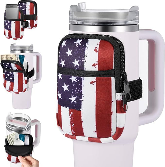 Water Cup Bottle Pouch Compatible for Stanley Tumbler Quencher Adventure 40oz & Stanley IceFlow 20/30 oz, Gym Running Water Bottle Fanny Pack Bag Accessories Handheld Caddy for Women Men