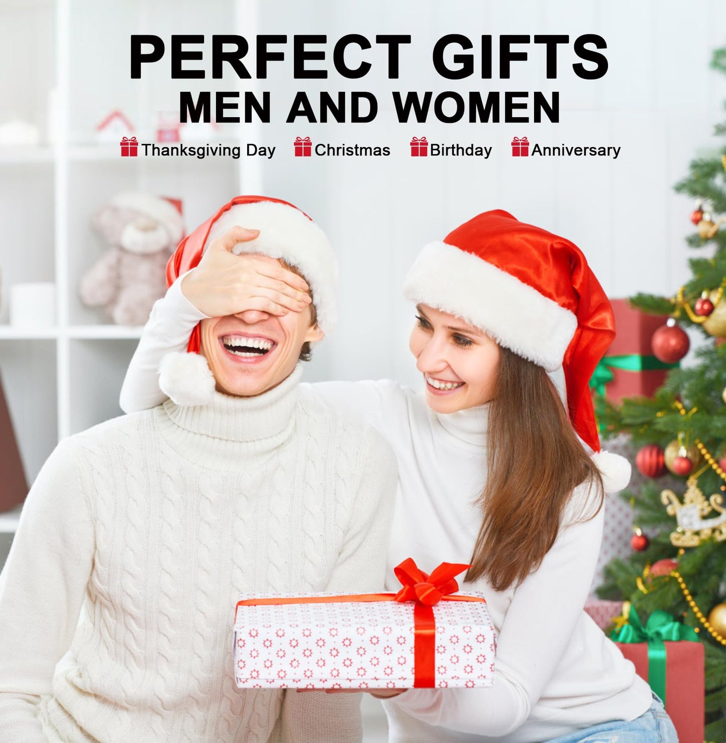 Wmcaps Unisex Hat with Light, USB Rechargeable LED Beanie, Winter Warm Knitted Headlamp Hat Gifts for Men Him Dad Husband