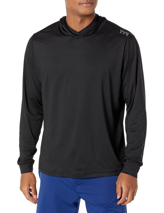 TYR Men's Standard Athletic Performance Workout Hoodie, Black, Medium