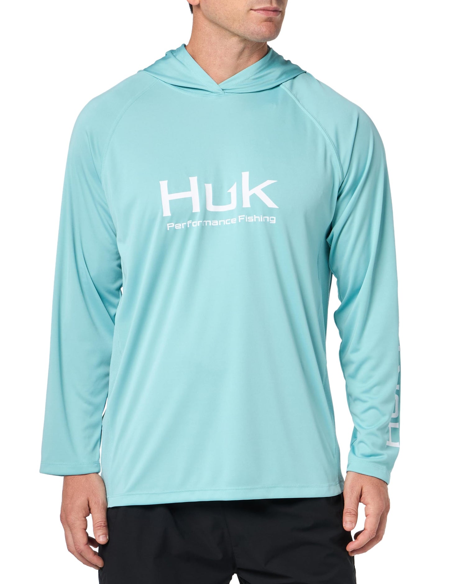 HUK Men's Standard Pursuit Vented Long Sleeve Hoodie, Fishing Shirt with Hood, Marine Blue