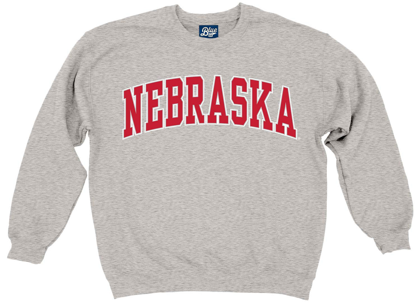 Blue 84 Men's Nebraska Cornhuskers Arching Team Name Dark Heather Crewneck Sweatshirt, Nebraska Cornhuskers Dark Heather, Medium
