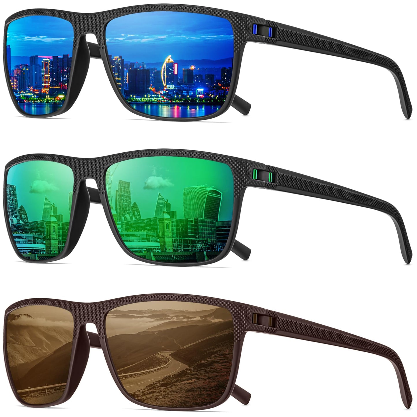 QALLY Polarized Sunglasses Men, Mens Sunglasses Polarized UV protection Lightweight Sun Glasses for Driving Fishing Golf