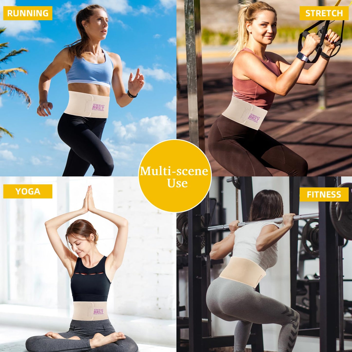 kissleaf Waist Trainer for Women Lower Belly Fat Sweat Band for Stomach Weight Loss get into shape Waist Trainer for Women Working Out Sweat Belts for Weight Loss (Unisex) -Champagne-M