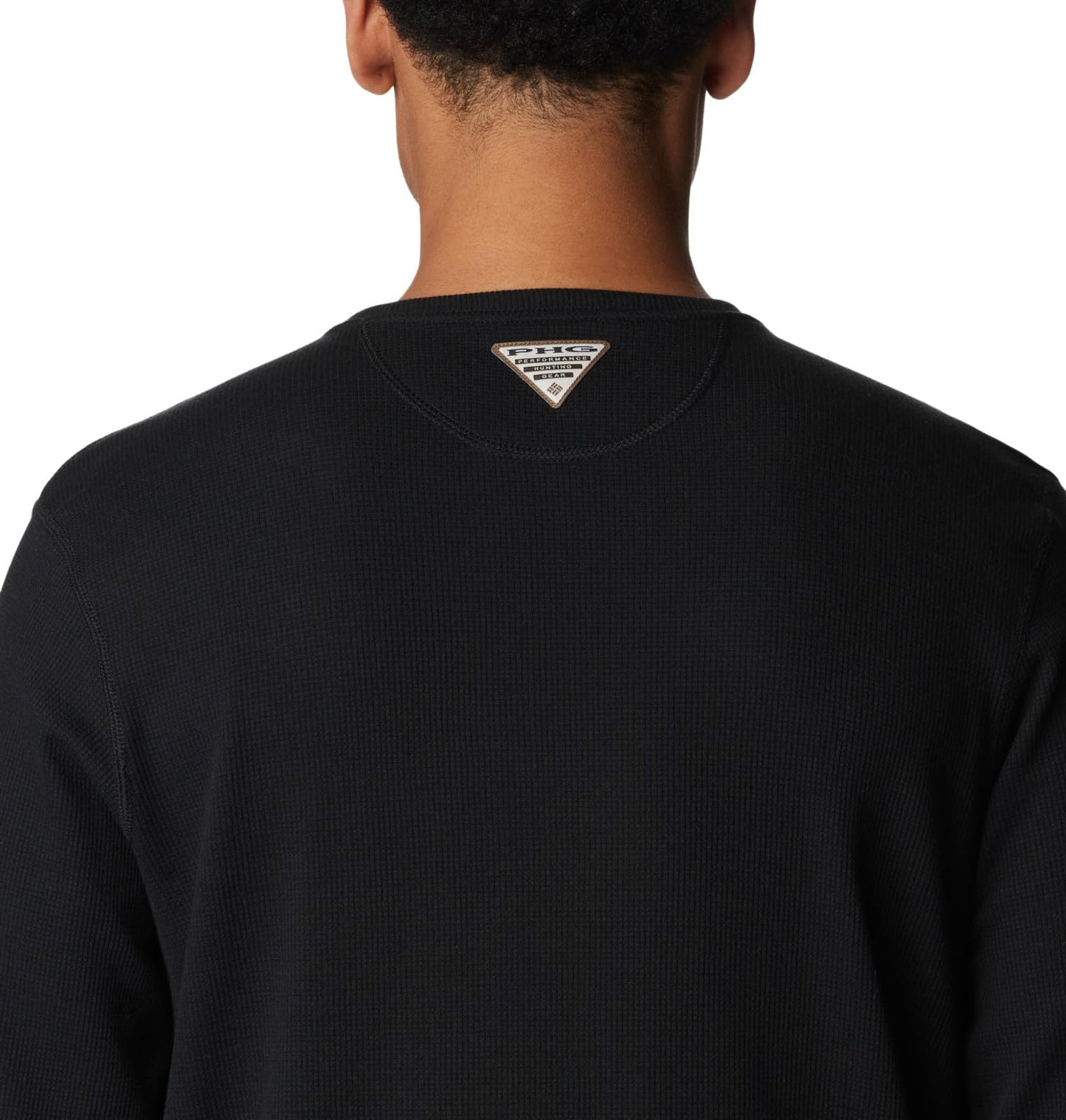 Columbia Men's PHG Built for It Waffle Long Sleeve, Black/Blaze Buck, Medium