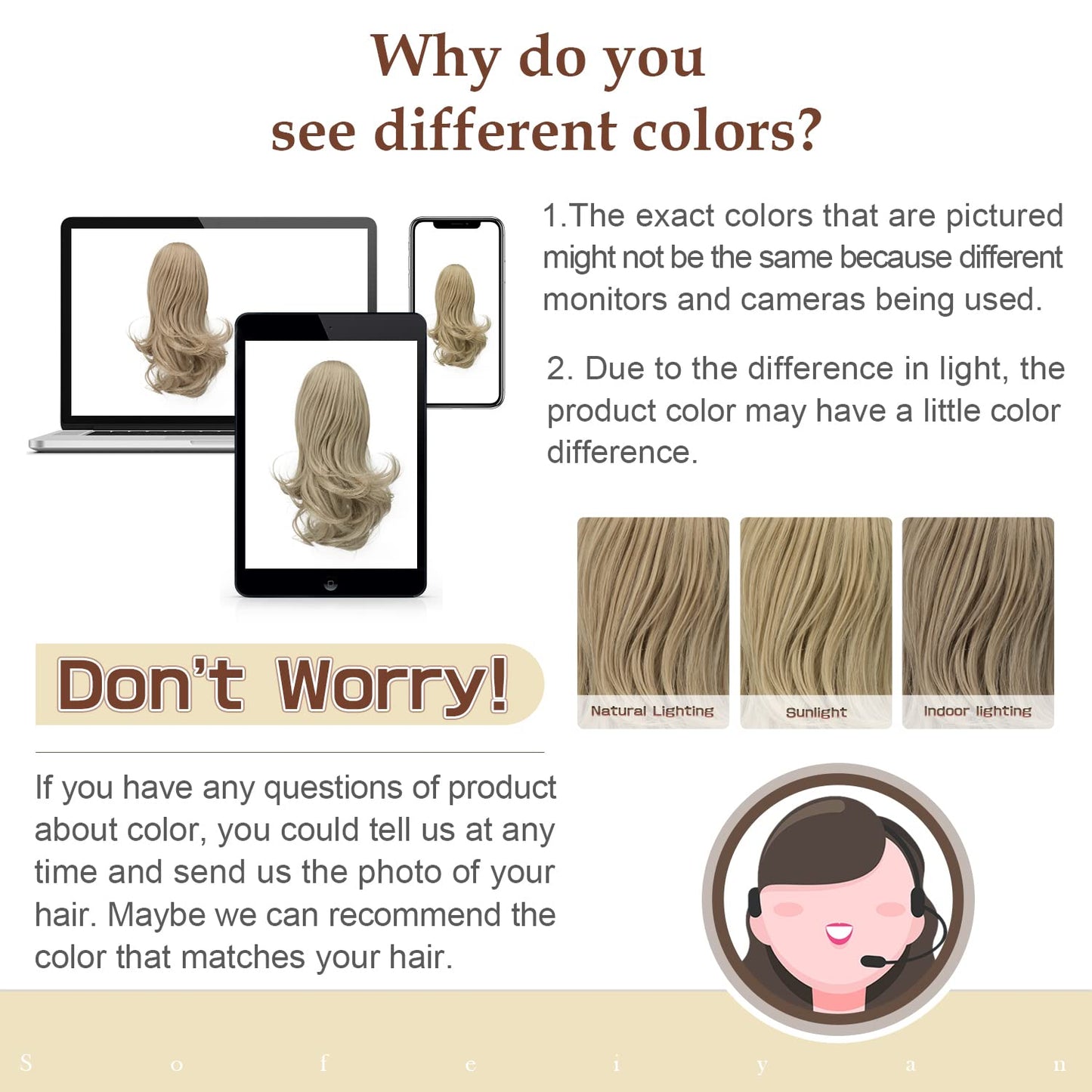 SOFEIYAN 13" Ponytail Extension Long Curly Ponytail Clip in Claw Hair Extension Natural Synthetic Hairpiece for Women, Blonde & Brown