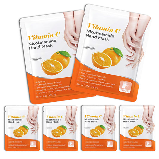 DWDiWen Hand Masks, 6 Pairs Hydrating Exfoliating Hand Peeling Mask, Smooth Hand Masks Moisturizing Gloves Overnight for Dry, Rough, Cracked Hands, Hand Skin Moisturizer Glove for Women Men（D