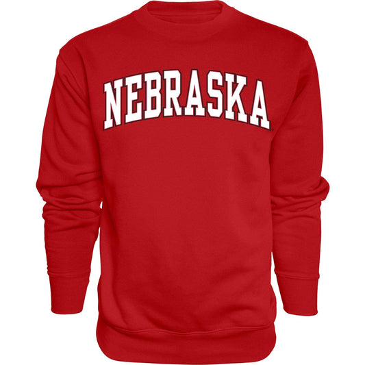Blue 84 Men's Nebraska Cornhuskers Arching Team Color Crewneck Sweatshirt, Nebraska Cornhuskers Red, X-Large