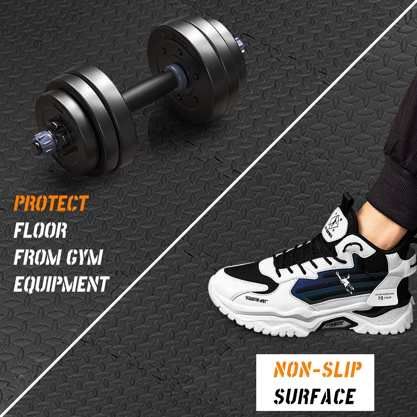 Generic GWT FitTile Set: 24 SQ FT (6 Tiles) ½” Thickness EVA Interlocking Foam Floor Tiles for Home Gym, Workout Equipment, Floor Padding, and Play (Gray, 24""x24""), Grey