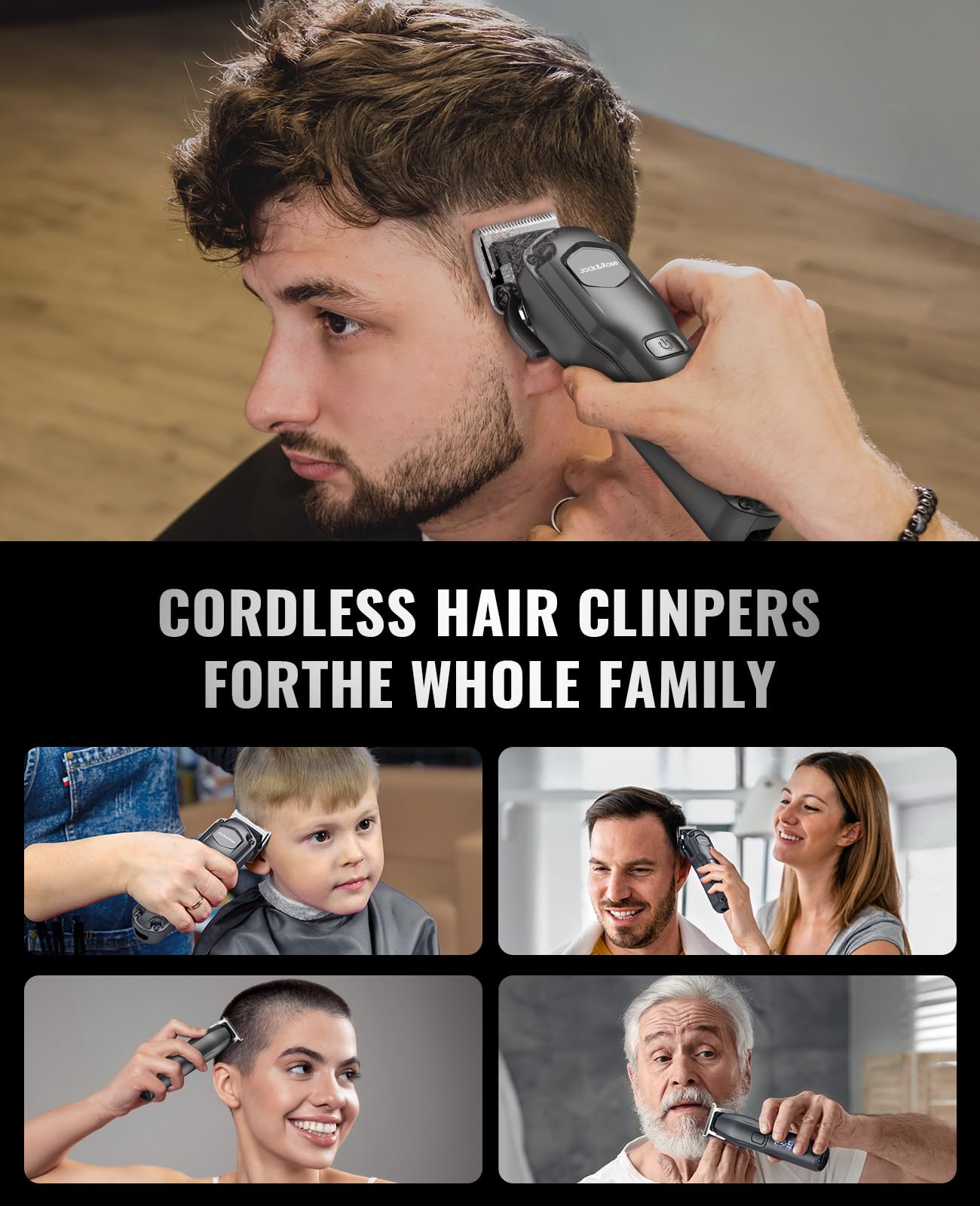 Jack & Rose Clippers and Trimmers Set, Cordless Hair Clippers for Men, Barber Clippers Set