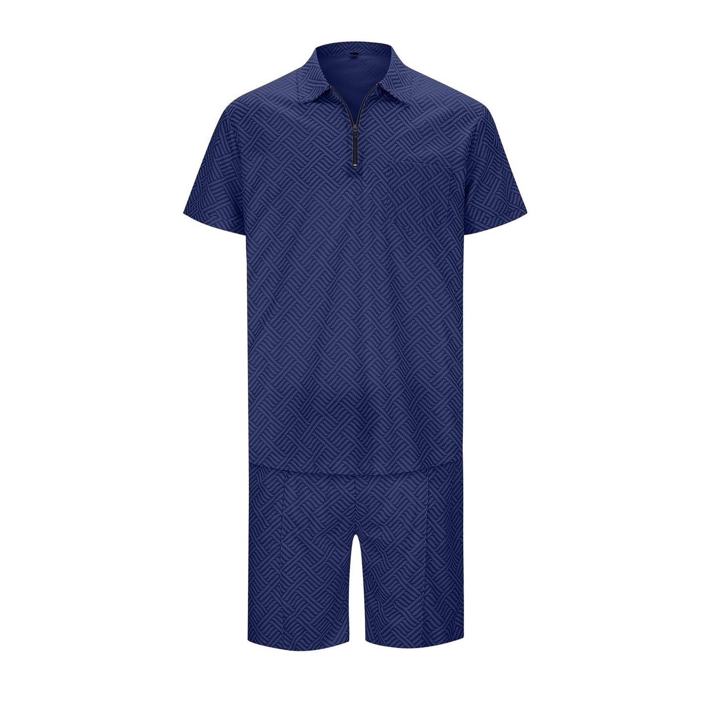 Generic Mens Summer Tracksuit Set 2 Piece Outfits Casual Hawaiian Beach Vacation Macthing Polo Shirts and Short Sets, X-Large, #B03-navy