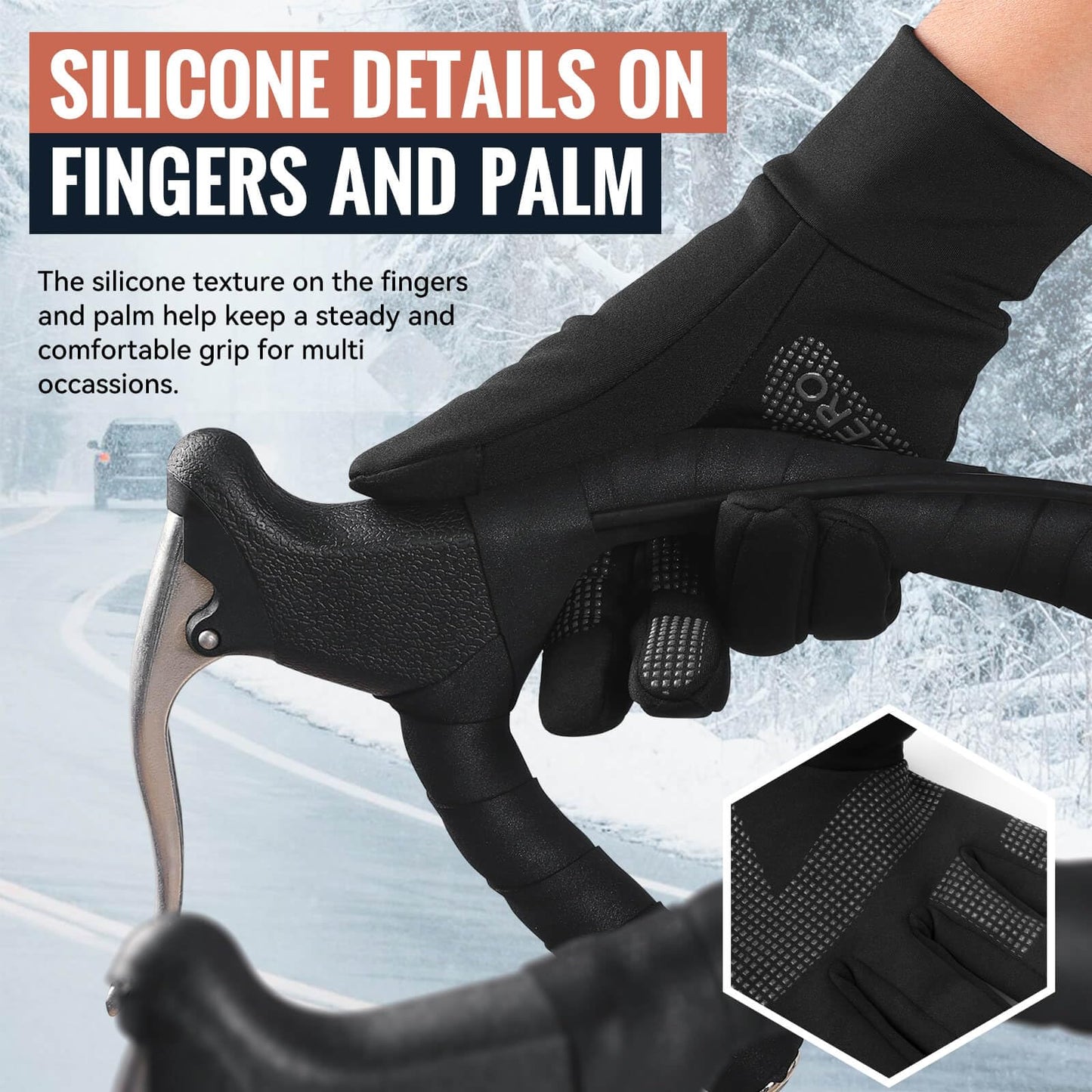 OZERO Mens Winter Touchscreen Gloves: Cold Weather Thin Warm Liner Glove - Thermal Windproof Gloves for Running Hiking Cycling Driving