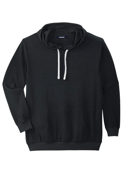 KingSize Men's Big & Tall Waffle-Knit Thermal Hoodie - 2XL, Black