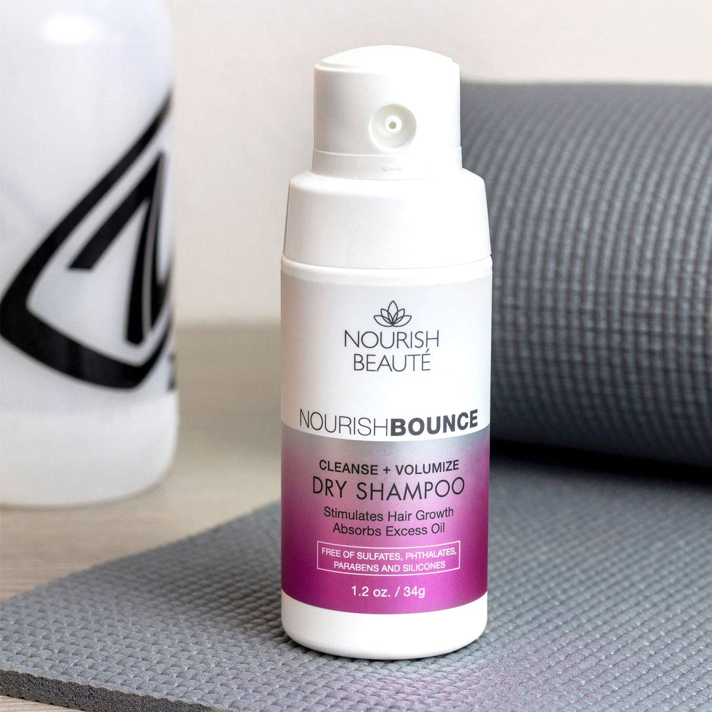 Nourish Beaute Dry Shampoo for Hair Loss that Promotes Hair Regrowth, Volume and Thickening, Clean Beauty with Rice Starch, Antioxidants, and Extracts, For Men and Women, 1 1.2oz Bottle, White