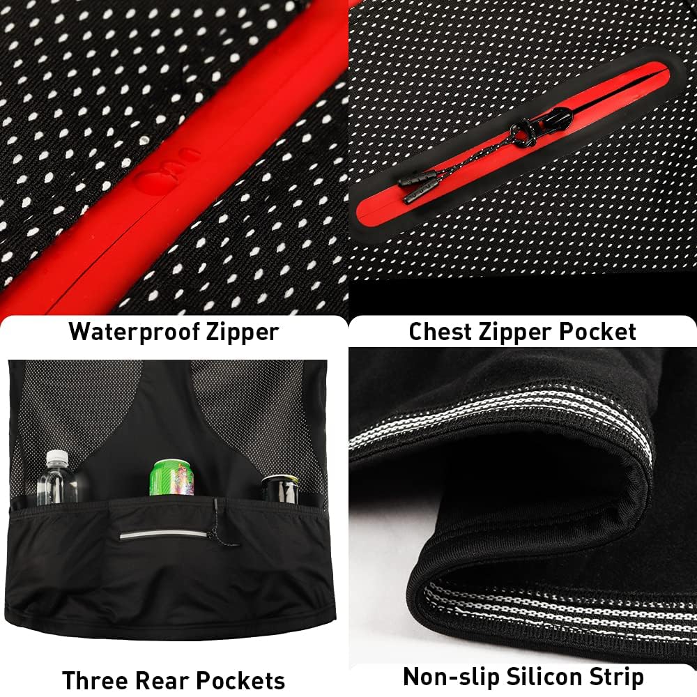 Lipport Mens Cycling Bike Jacket Winter Thermal Running Mountain Biking Jacket Windproof Breathable Reflective Softshell Coat (Black, 3XL)