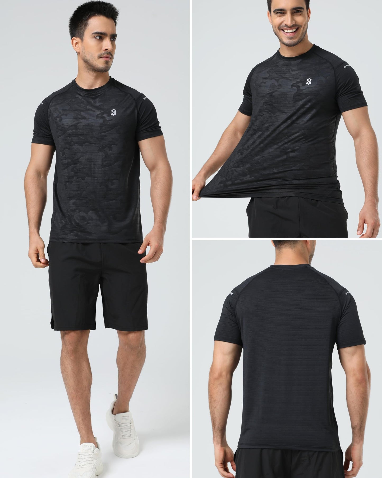 SUNTASY Men's Athletic Shirts with Design Performance Dry Fit Running Sports Gym Mens Workout Shirts