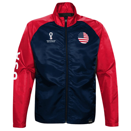 Outerstuff Mens FIFA World Cup Contrast Raglan Training Jacket, Navy, Large