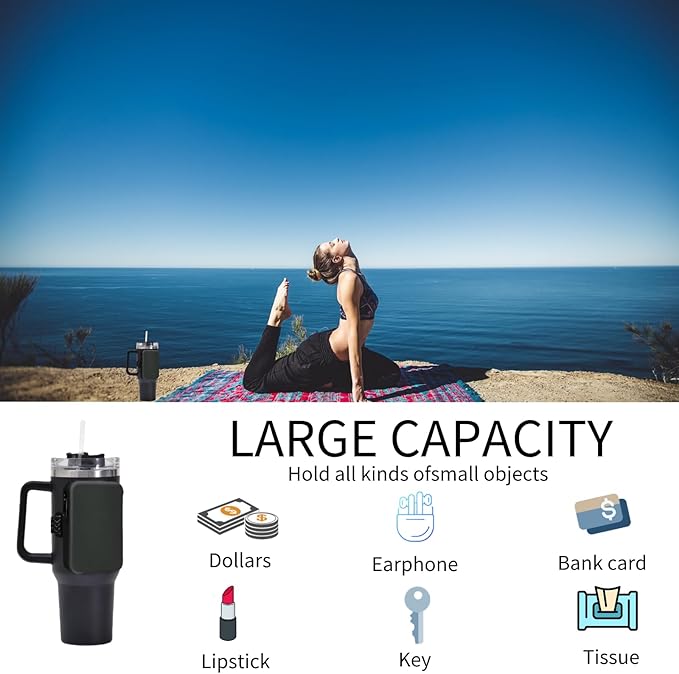 Silicone Water Bottle Pouch for Stanley, Tumbler Carrier with Zipper Pocket for Stanley 30oz/40oz & IceFlow 20/30oz, Gym Tumbler Accessories for Men Women