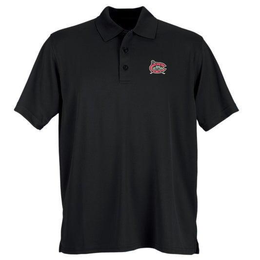 Vantage Apparel Minor League Baseball Carolina Mudcats Men's Performance Mesh Polo Shirt, Large, Black