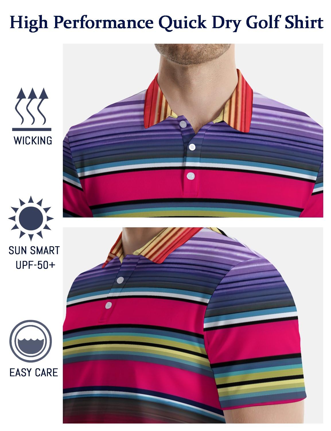 MSCPZH Mens Golf Shirts Mexican Golf Polo Shirts for Men Short Sleeve Polo Shirts Golf Mens Polo Pink