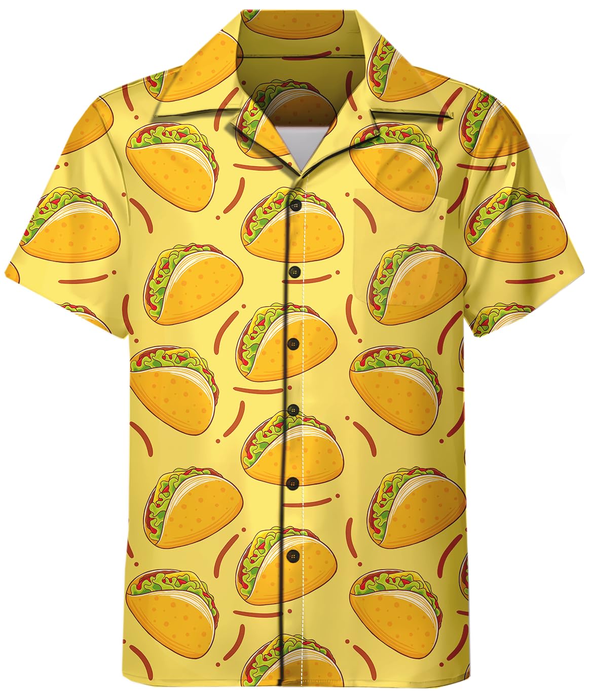 DOOPCCOR Men's 3 Piece Tracksuit Taco Collared funny Hawaiian Shirt rave outfits beach Shorts Button Down Sets With Bucket Hats 06-XL