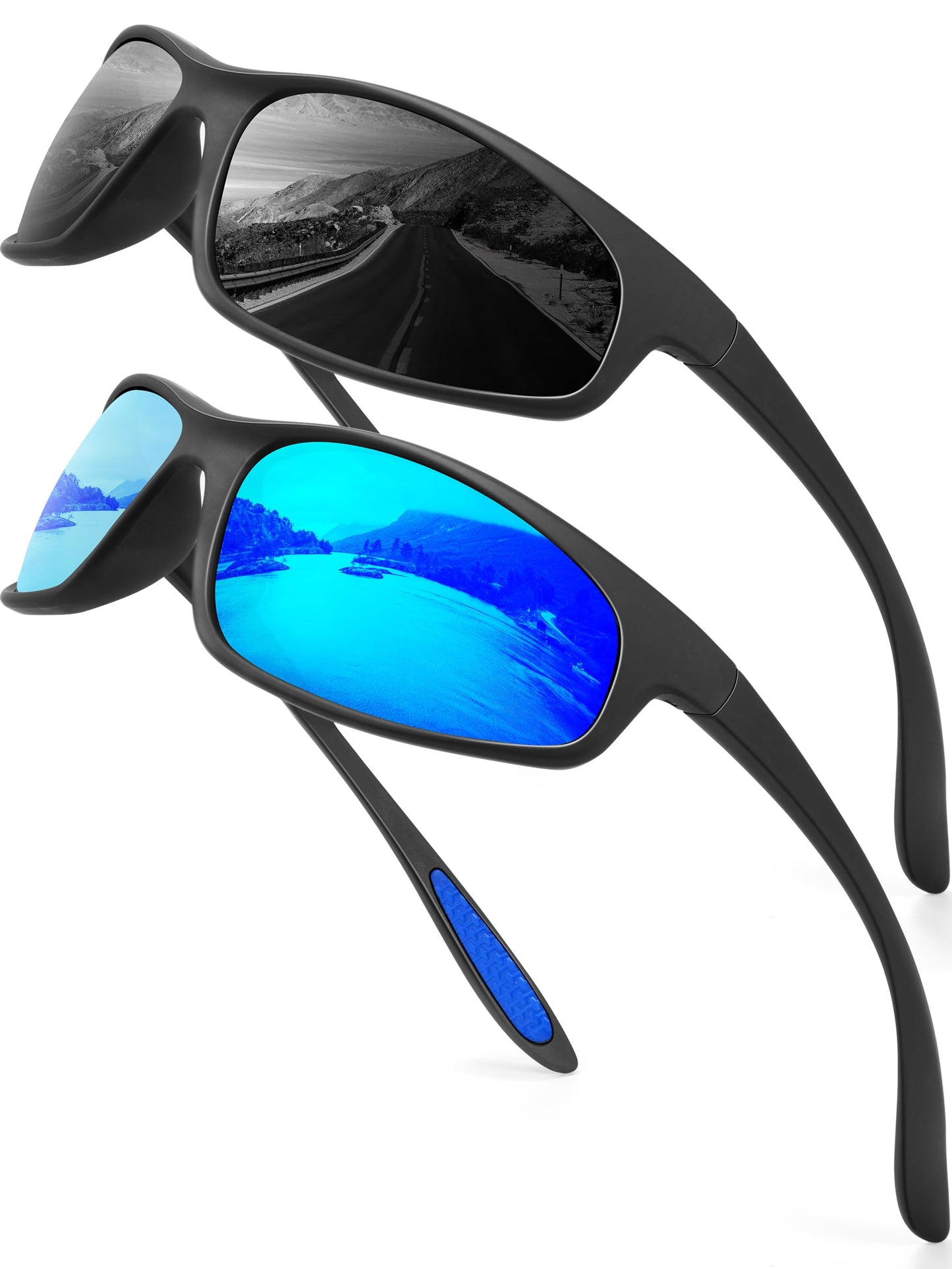 KALIYADI Mens-Sunglasses Polarized Sunglasses-Men Sports: Sport Sun Glasses for Running Cycling Fishing with UV Protection