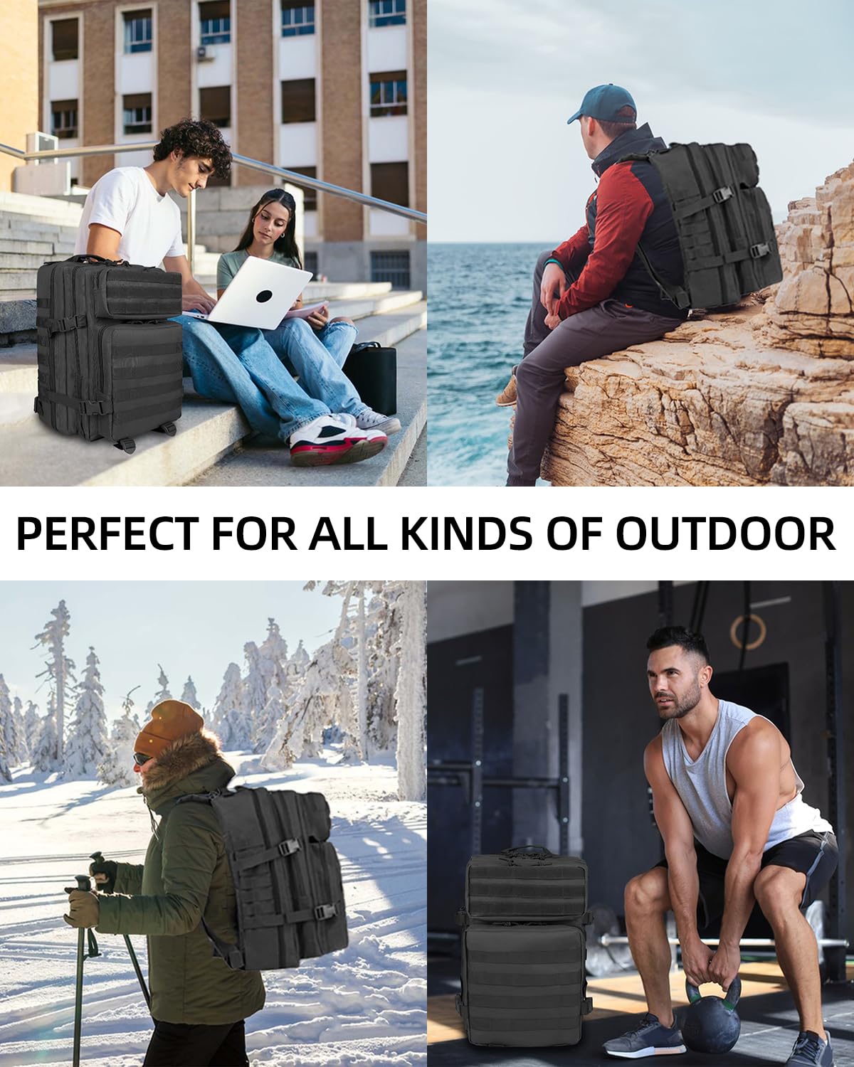 Ogguno 45L Military Tactical Backpacks For Men Trekking Daypack Bug Out Bag Lage MOLLE 3 Day Assault Pack Camping Hiking - Balck BackPack