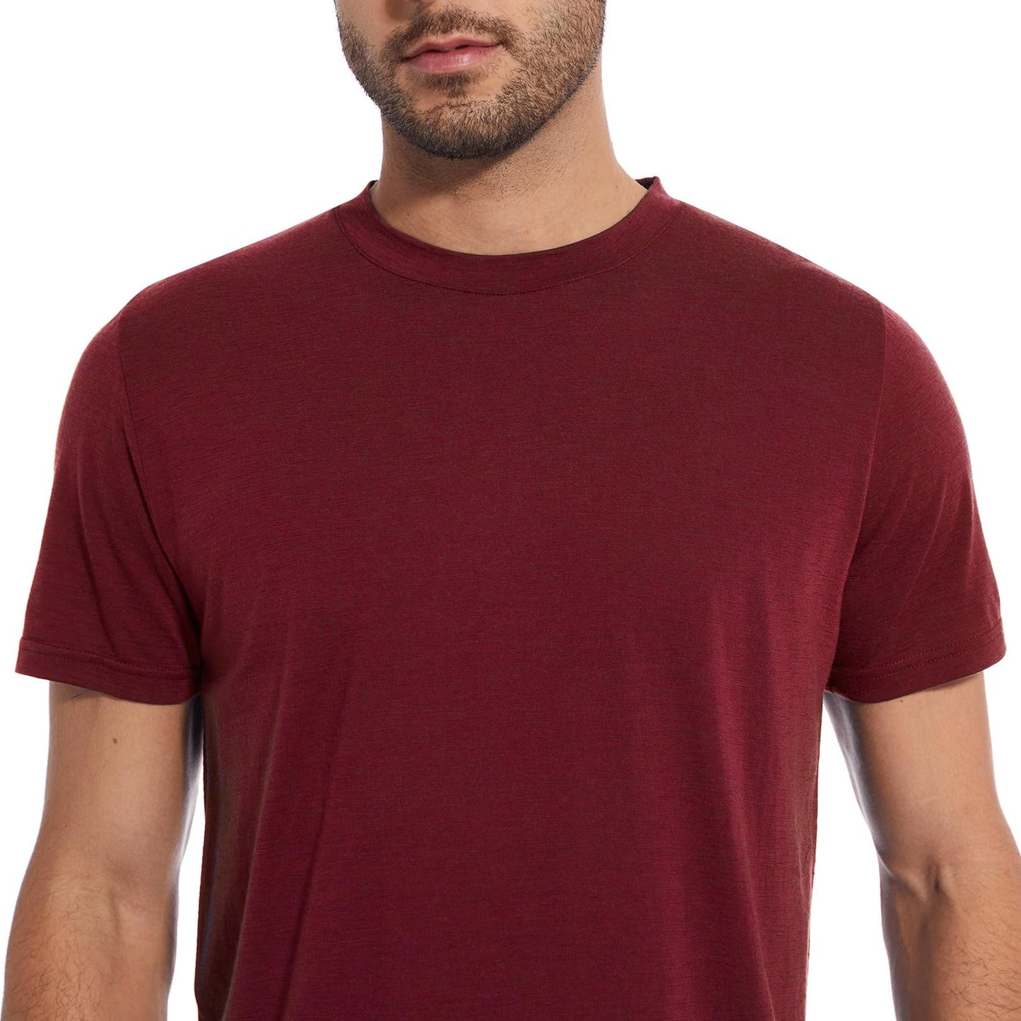 MERINNOVATION Merino Wool T-Shirt Mens Wicking Merino Wool Undershirt Lightweight Base Layer (Wool Socks Included Cabernet