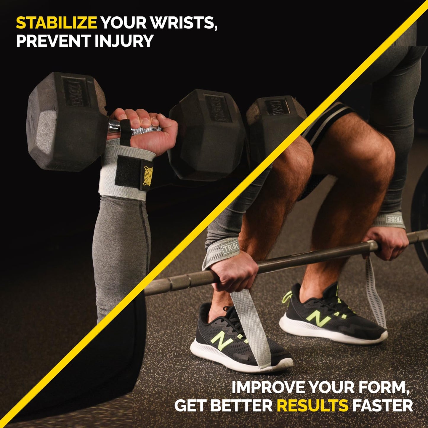 Heavy Duty Wrist Wraps and Lifting Straps - 21" Wrist Wraps for Weightlifting Men and 24" Wrist Straps for Weightlifting with Silicone Grip and Padding - Weight Lifting Wrist Wraps and Gym Straps