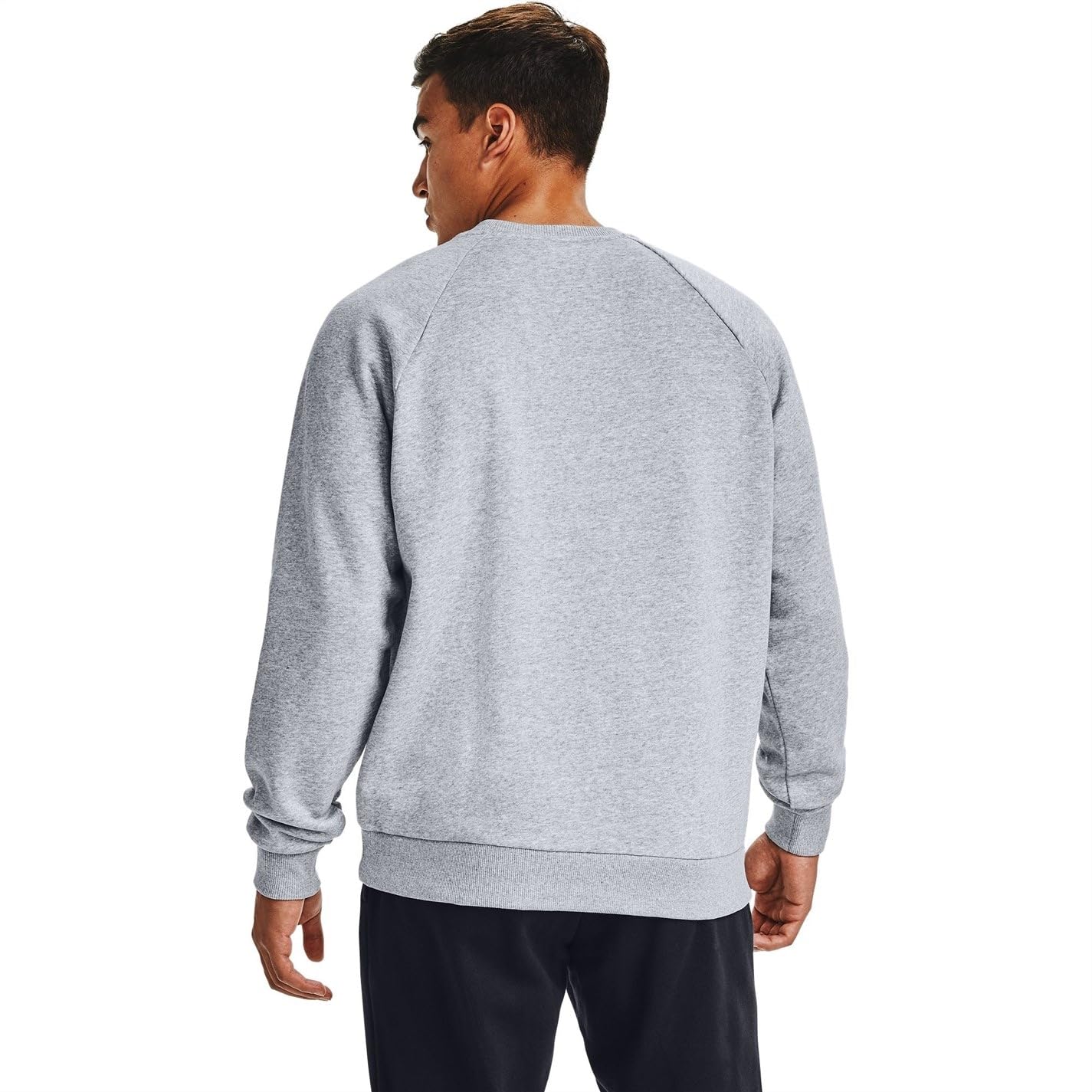 Under Armour Mens Rival Fleece Crew T-Shirt , Mod Gray Light Heather (011)/Onyx White , Medium