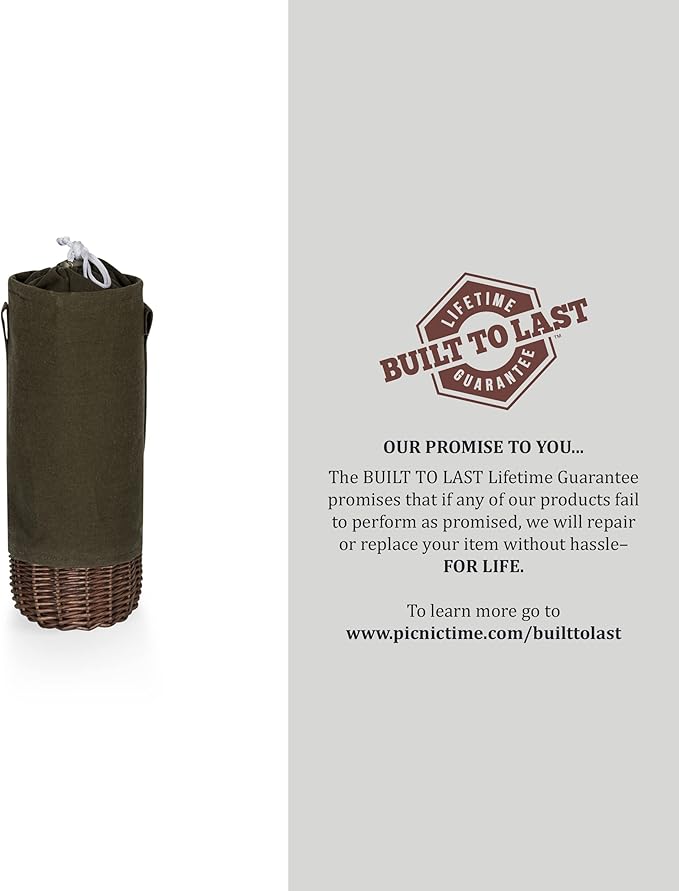 PICNIC TIME NFL Unisex-Adult NFL Malbec Insulated Canvas and Willow Wine Bottle Basket