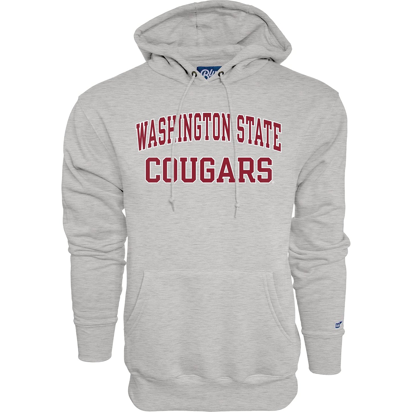 Blue 84 Men's Washington State Cougars Hoodie Arched Grey, Grey, Medium