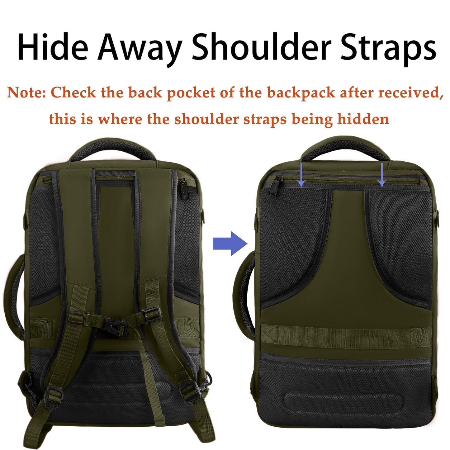 MATEIN Expandable Air Travel Backpack, Light Weight Carry on Backpack with Trolley Sleeve, Water Resistant Daypack Hiking Backpack, Gifts for Men who Like to Travel, Dark Green