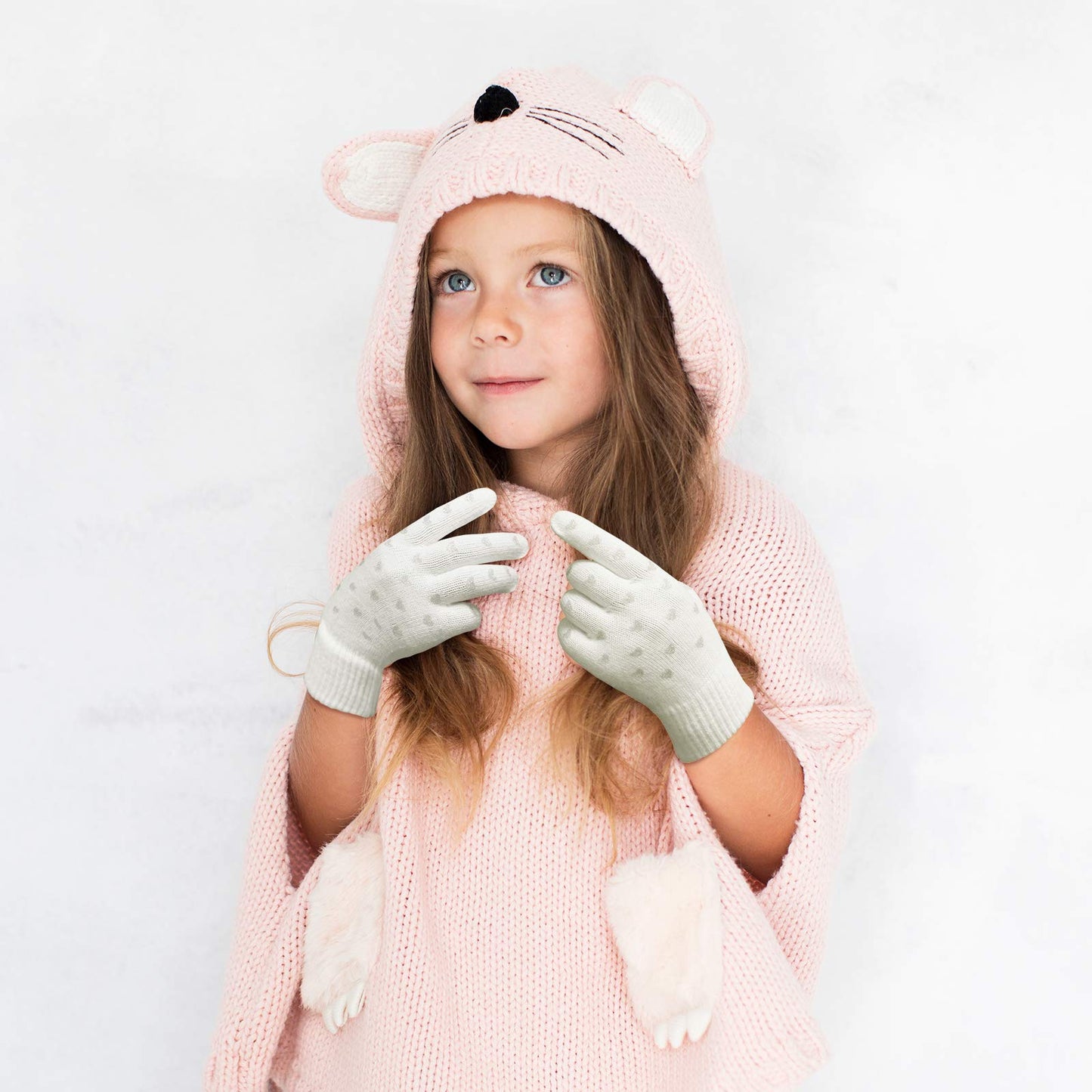 Evridwear Boys Girls Magic Stretch Gripper Gloves 3 Pair Pack Assortment, Kids One Size Winter Warm Gloves Children (6-8Years, 3 Pairs Heart Printing)