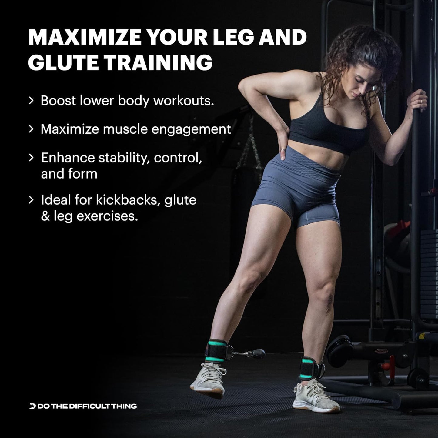 Shaz Ankle Straps for Cable Machines, 7mm-Padded Gym Cable Attachment Ankle Cuff for Glute Workout Cable Kickback Ankle Strap Leg Extension, Hip Abductors & Lower Body Exercises (Cyan, Single)