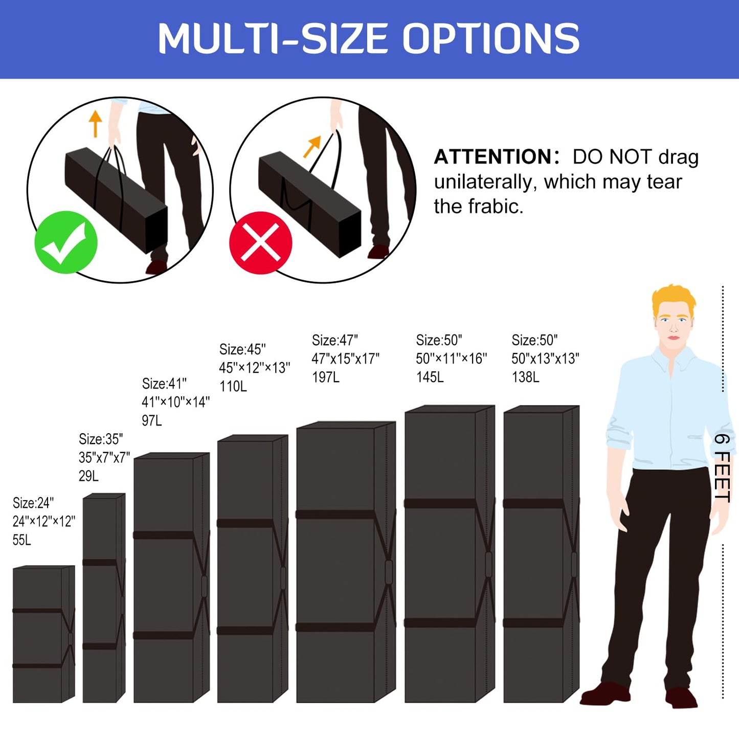 INFANZIA 2PCS 24x12x12 inches Sports Duffle Bag, Large Travel Duffel Tote Bag with Trolley Sleeve, Water Resistant Durable Zipper Weekender Overnight Luggage Bag for Men