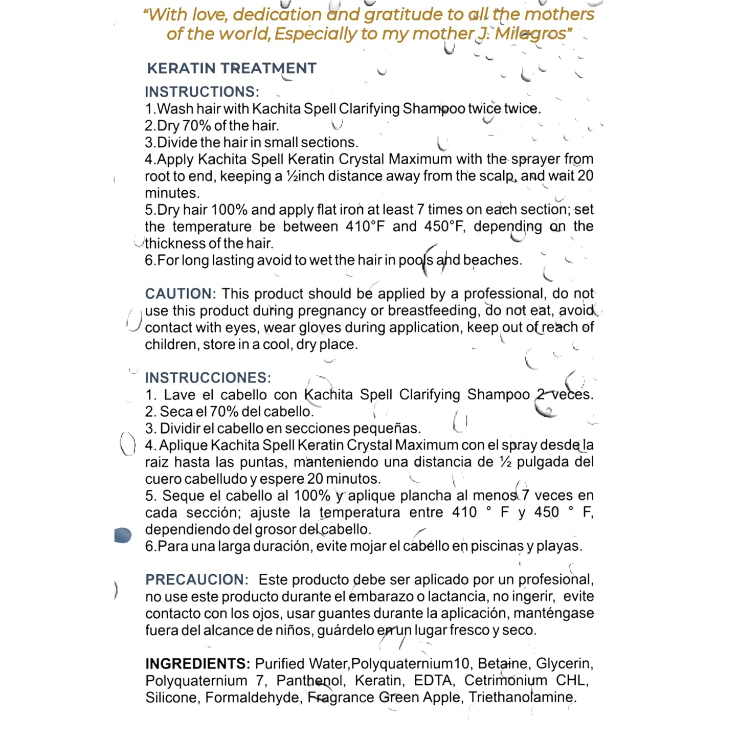 NEW Keratin Crystal Maximun Kachita Spell 20 min Express HairTreatment 16 floz long Lasting Blowout Professional Results Straightening and Smoothing Queratina Keratina (16 oz)