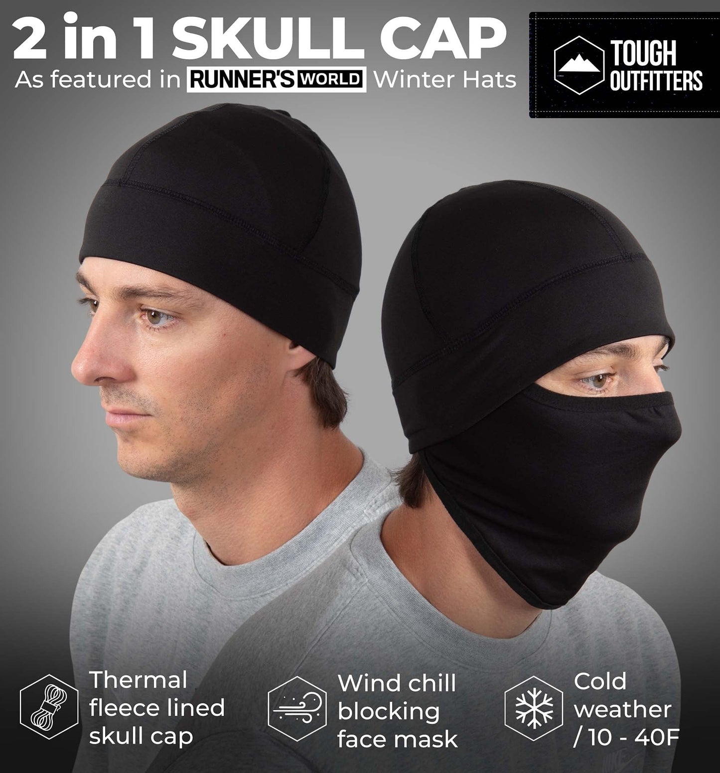 Tough Headwear Skull Cap for Men -Head Cap,Sweat Caps, Skull Cap Helmet Liner,Running Beanie,Thermal Skull Cap Football