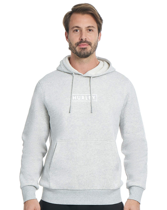 Hurley Men's Boxed Logo Fleece Pullover Hoodie, Light Heather Grey, Medium