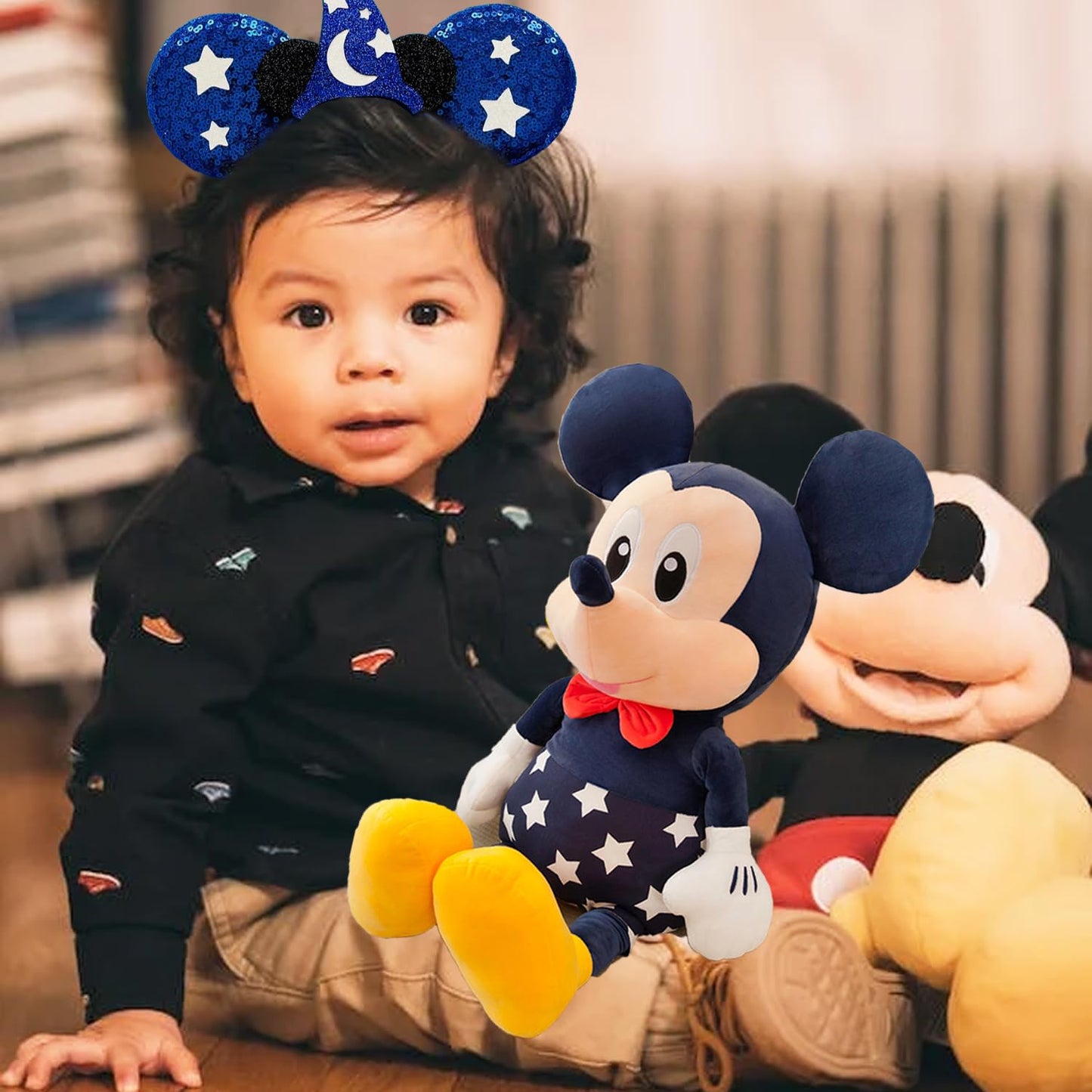 MADO Mouse Ear Headband for Women adults kids, Blue Mic - One Size, Hair Accessory, Party Accessory, Headband with Mouse Ears, Unisex, Perfect for Halloween, Carnival, Christmas, Birthday