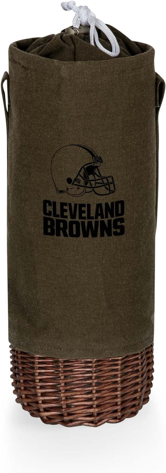 PICNIC TIME NFL Unisex-Adult NFL Malbec Insulated Canvas and Willow Wine Bottle Basket