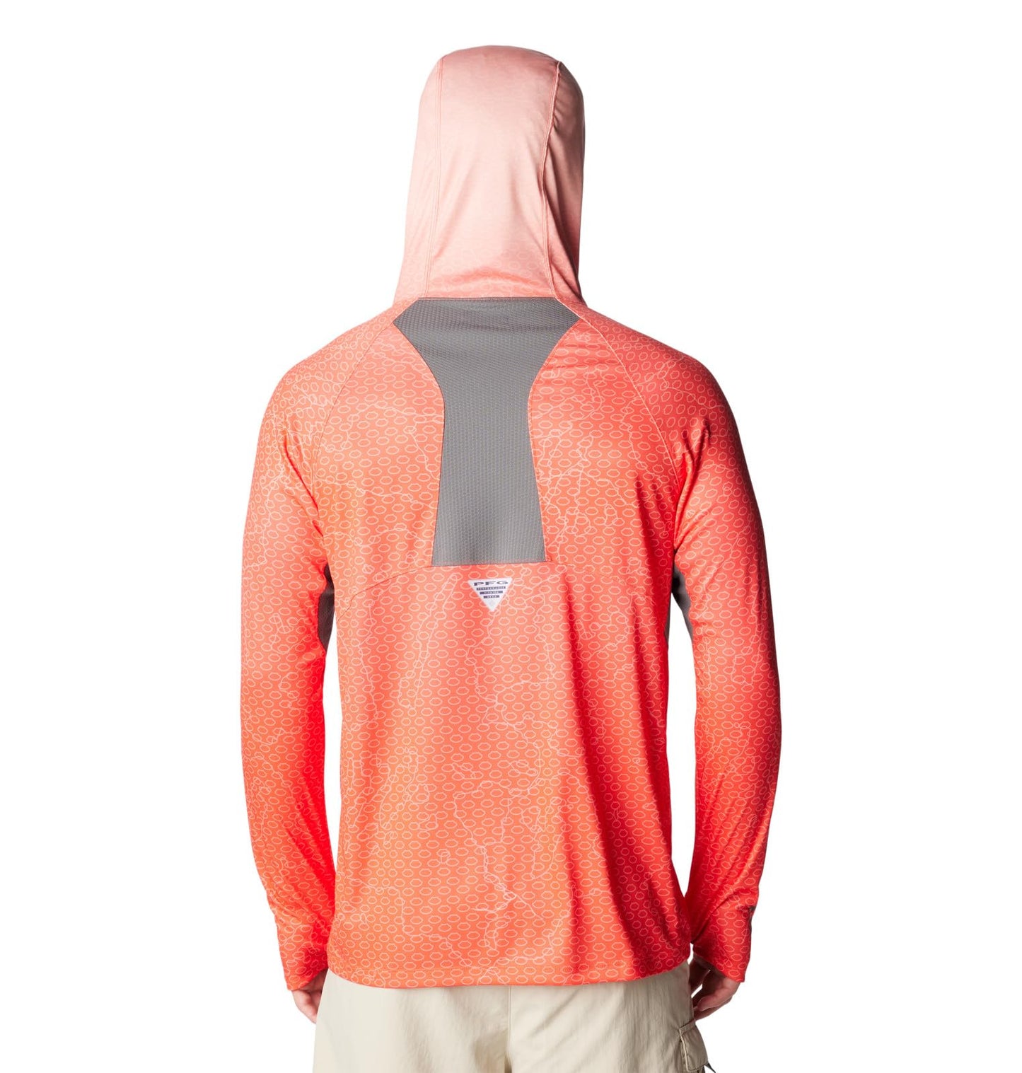 Columbia Men's Super Terminal Tackle Vent Hoodie, Bright Poppy Terminal Techcamo/City Grey, X-Large