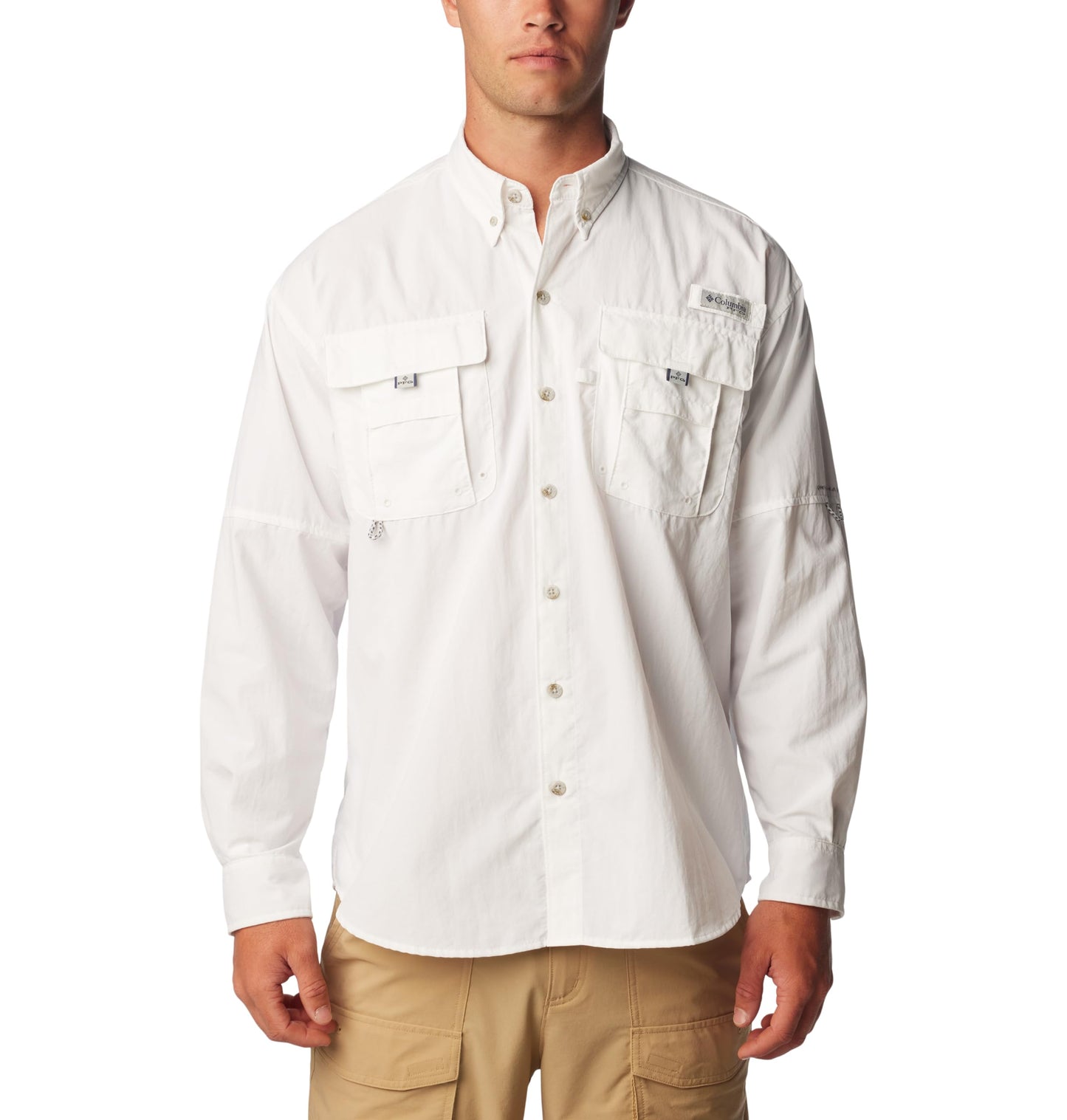 Columbia Men's Bahama II Long Sleeve Shirt, White, Large