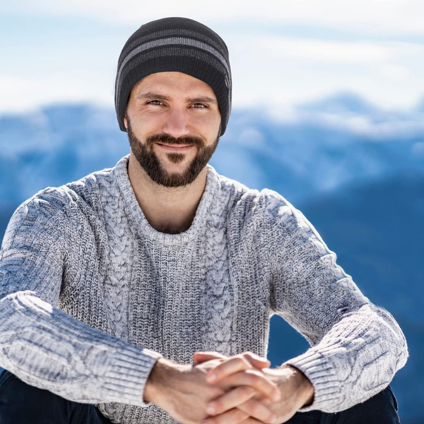 BUTITNOW Oversize XXL Winter Beanie Knit Hat for Men - Daily Knit Ribbed Cap - Warm Toboggan Skull Caps for Cold Weather