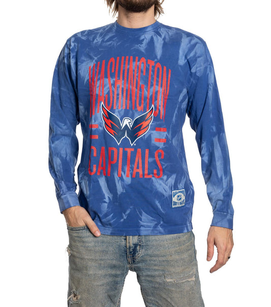 Calhoun NHL Surf & Skate Mens Crystal Tie Dye Long Sleeve Cotton Shirt – The Sunset Collection (Washington Capitals, Medium)