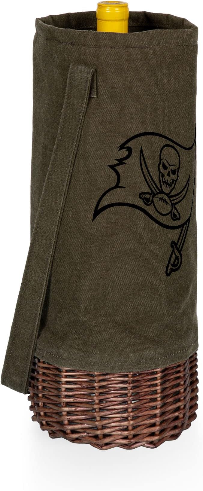 PICNIC TIME NFL Unisex-Adult NFL Malbec Insulated Canvas and Willow Wine Bottle Basket